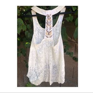 Free People Racer Back Tank with Beads